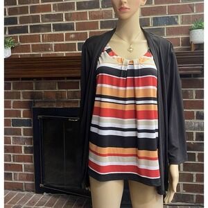 Alfred Dunner Women's Layered Two-Piece Top Size L‎ Long Sleeve multicolor